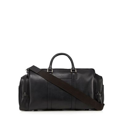 Black leather holdall bag
